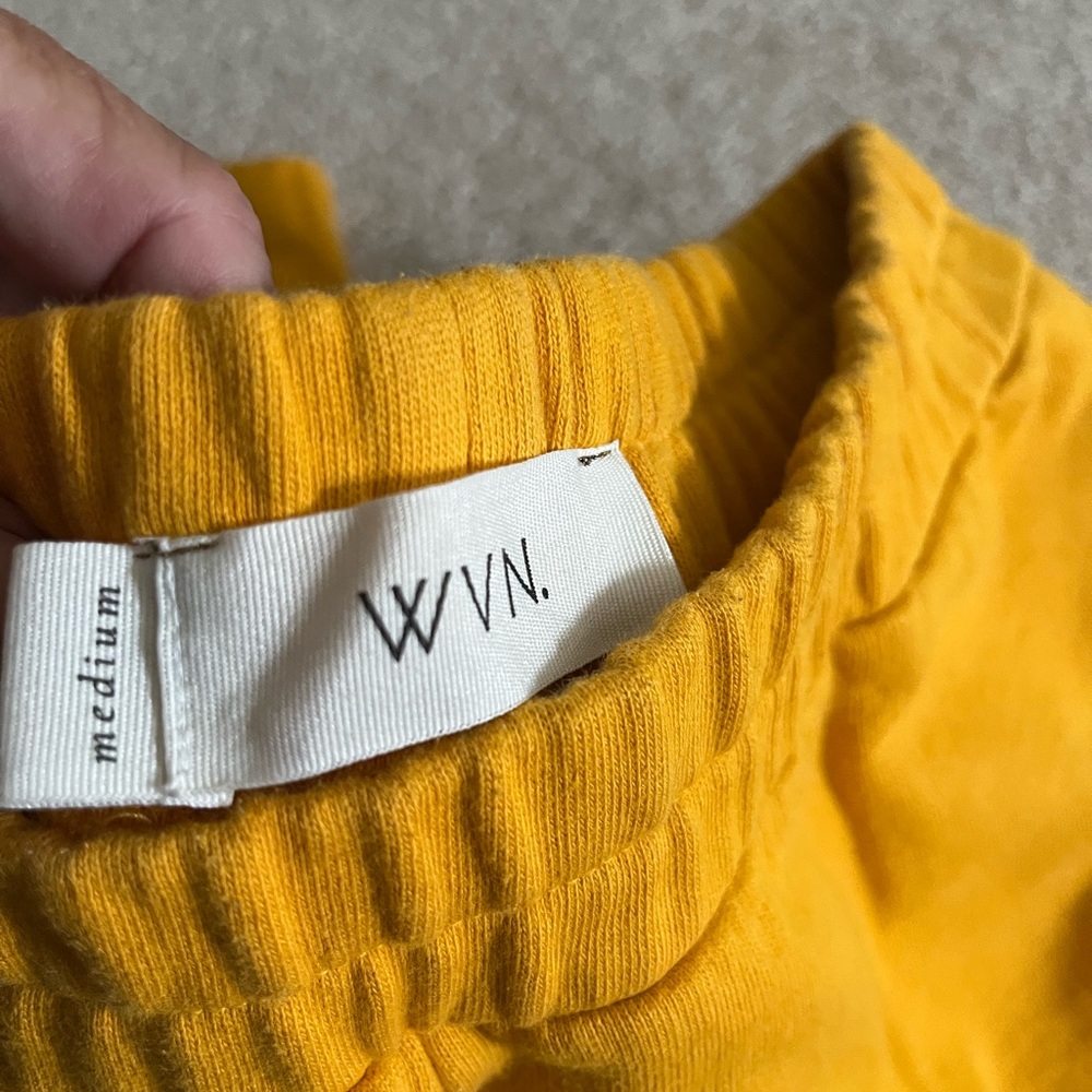 WVN Yellow Elastic Waist Track Pants with Tapered Ankle - Picture 2 of 2